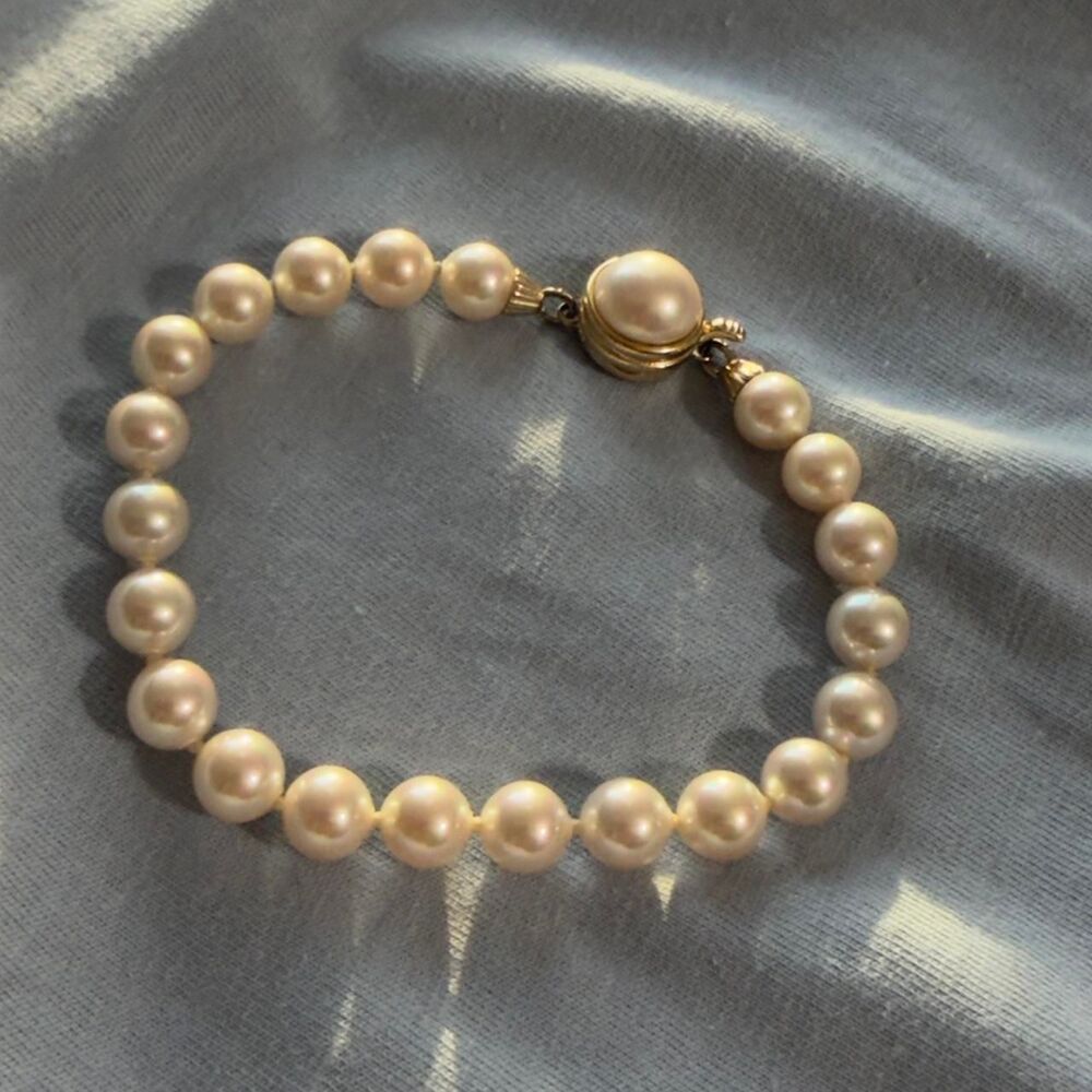 Vintage Majorica Pearl Bracelet gold clasp 7.5 #pearl #jewelry
